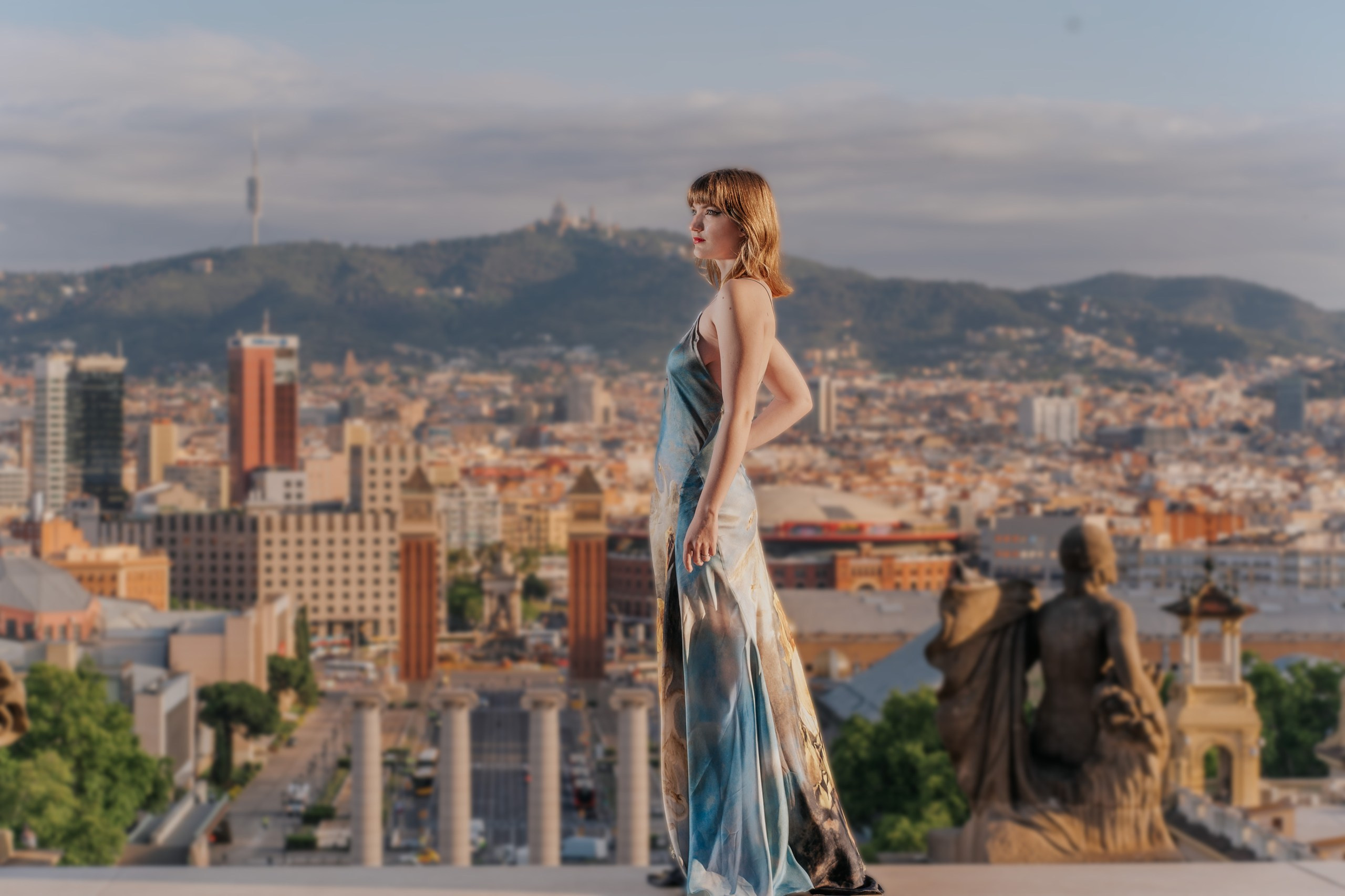 Editorial dress portrait in Barcelona
